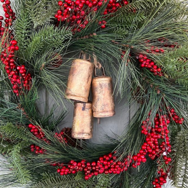 thumbnail image 2 of 2 Sets Of 4 Cow Bells - Rustic Gold Wind Chimes For Xmas & Year-Round Door/Patio Decor 2 of 9