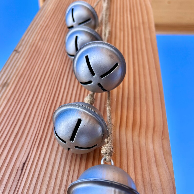 Five Silver Rattle Bells on Jute